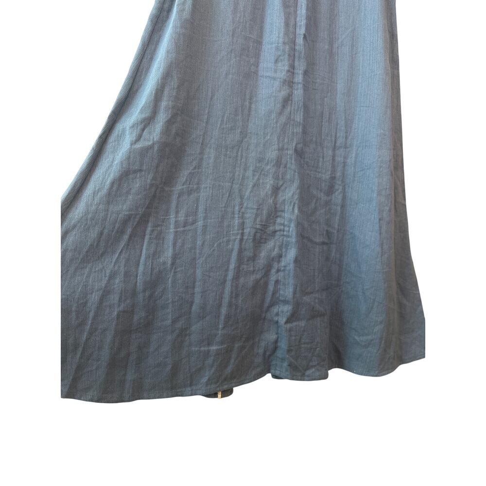 Alexis Jameela Shell Blue Linen Maxi Dress Tie Front Button Size L - Picture 16 of 16